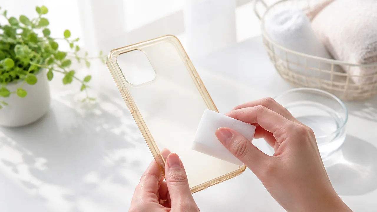 スマホケースの黄ばみは激落ちくんで落ちる？使い方と注意点を解説