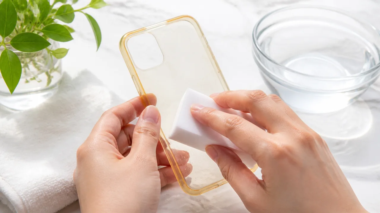 スマホケースの黄ばみは激落ちくんで落ちる？使い方と注意点を解説